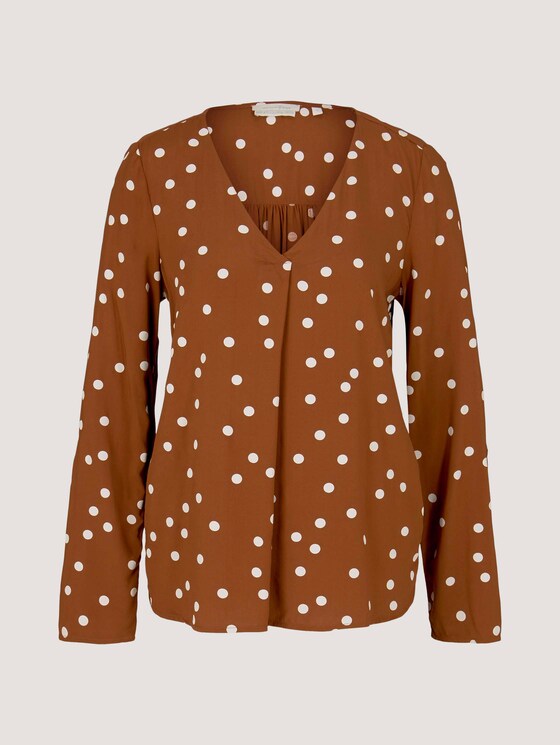 Bluse mit V-Ausschnitt - Frauen - brown dot print Bluse mit V-Ausschnitt - Frauen - brown dot print - 7 - TOM TAILOR Denim