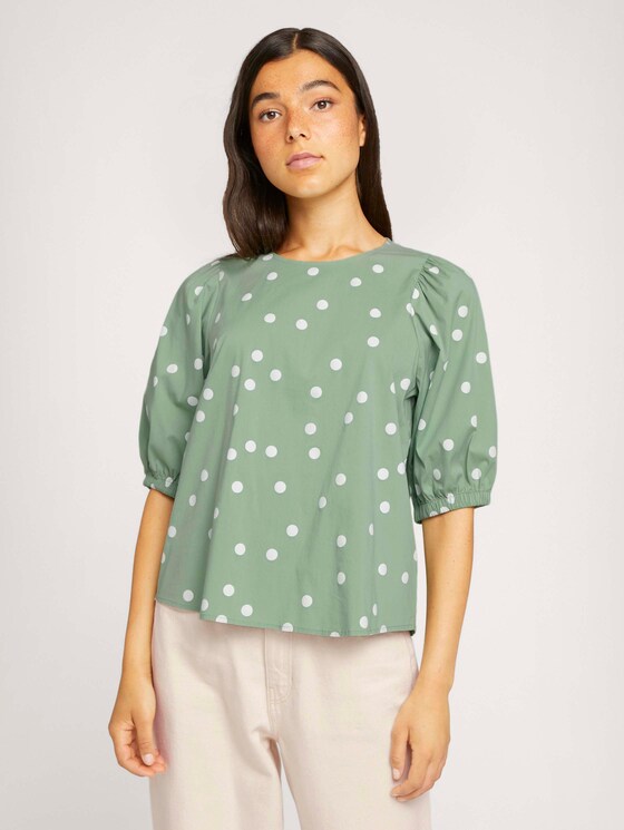 Shirt mit Ballonärmeln - Frauen - green dot print Shirt mit Ballonärmeln - Frauen - green dot print - 1 - TOM TAILOR Denim
