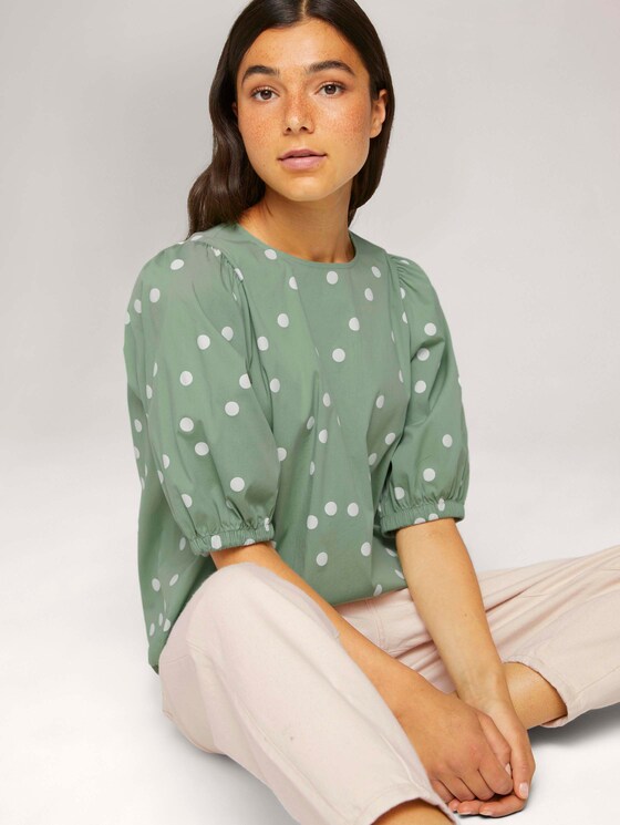 Shirt mit Ballonärmeln - Frauen - green dot print Shirt mit Ballonärmeln - Frauen - green dot print - 5 - TOM TAILOR Denim