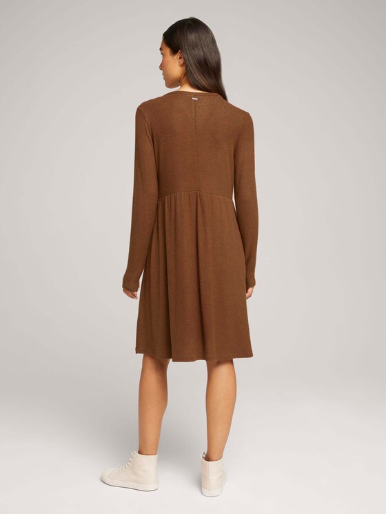 Mini Kleid mit Raffungen - Frauen - amber brown melange Mini Kleid mit Raffungen - Frauen - amber brown melange - 2 - TOM TAILOR Denim