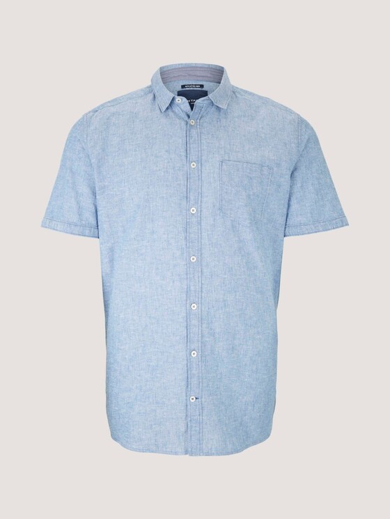 Strukturiertes Kurzarmhemd - Männer - helsinki night blue chambray Strukturiertes Kurzarmhemd - Männer - helsinki night blue chambray - 7 - Men Plus