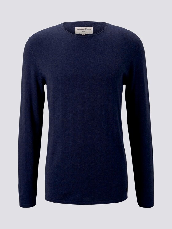 Langarmshirt in Melange-Optik - Männer - Sky Captain Blue Non-Solid Langarmshirt in Melange-Optik - Männer - Sky Captain Blue Non-Solid - 7 - TOM TAILOR Denim