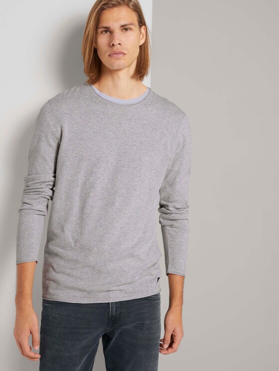 Langarmshirt in Melange-Optik - Männer - Light Stone Grey Melange Langarmshirt in Melange-Optik - Männer - Light Stone Grey Melange - 5 - TOM TAILOR Denim