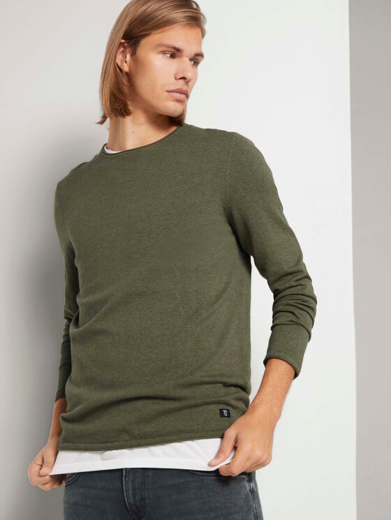 Langarmshirt in Melange-Optik - Männer - soft green melange Langarmshirt in Melange-Optik - Männer - soft green melange - 5 - TOM TAILOR Denim