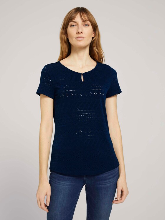 T-Shirt mit Strukturmuster - Frauen - Sky Captain Blue T-Shirt mit Strukturmuster - Frauen - Sky Captain Blue - 1 - TOM TAILOR