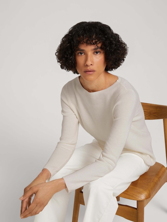 Ribbed sweater with organic cotton by Tom Tailor | Blumenhocker
