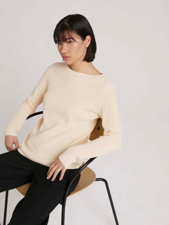 Ripp Pullover mit Bio-Baumwolle - Frauen - smooth light sand Ripp Pullover mit Bio-Baumwolle - Frauen - smooth light sand - 5 - TOM TAILOR