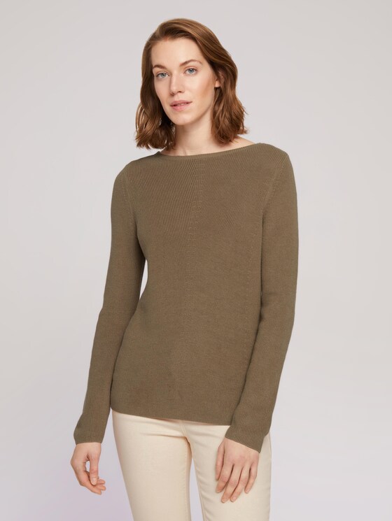 Pullover mit Bio-Baumwolle - Frauen - dark sepia Pullover mit Bio-Baumwolle - Frauen - dark sepia - 1 - TOM TAILOR