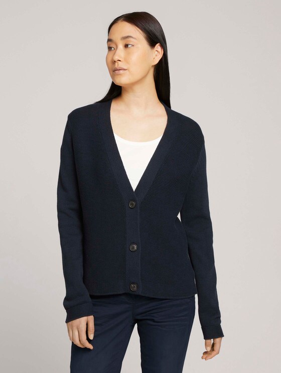 Textured cardigan - Women - Sky Captain Blue Textured cardigan - Women - Sky Captain Blue - 1 - TOM TAILOR
