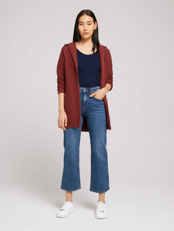 Hooded cardigan - Women - dark maroon red Hooded cardigan - Women - dark maroon red - 3 - TOM TAILOR