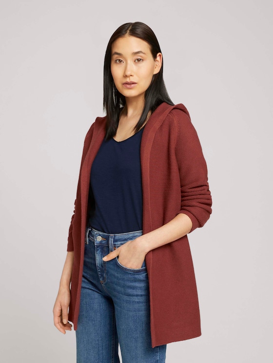 Hooded cardigan - Women - dark maroon red Hooded cardigan - Women - dark maroon red - 5 - TOM TAILOR