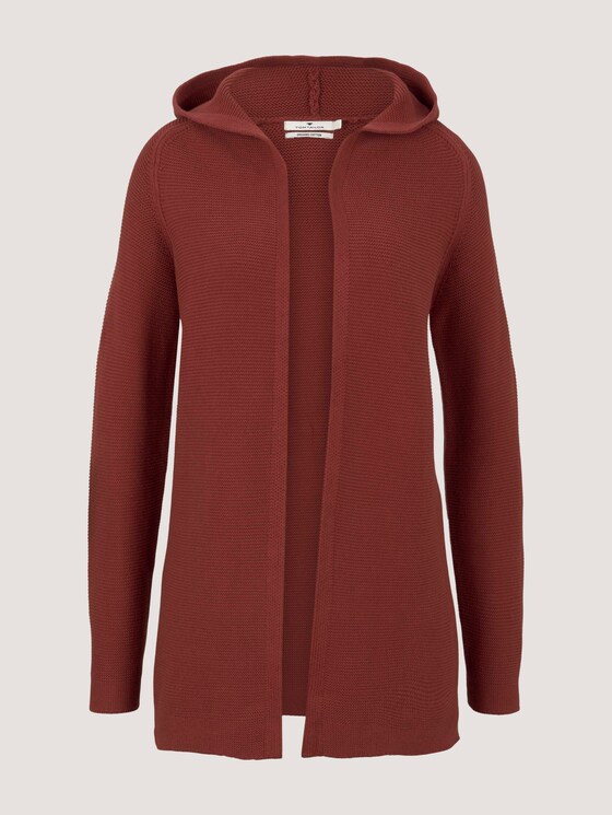 Hooded cardigan - Women - dark maroon red Hooded cardigan - Women - dark maroon red - 7 - TOM TAILOR