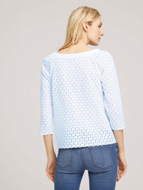 Carmen Bluse mit Lochstickerei - Frauen - White Carmen Bluse mit Lochstickerei - Frauen - White - 2 - TOM TAILOR