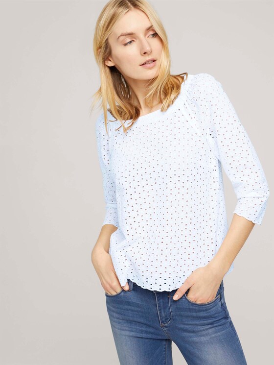 Carmen Bluse mit Lochstickerei - Frauen - White Carmen Bluse mit Lochstickerei - Frauen - White - 5 - TOM TAILOR