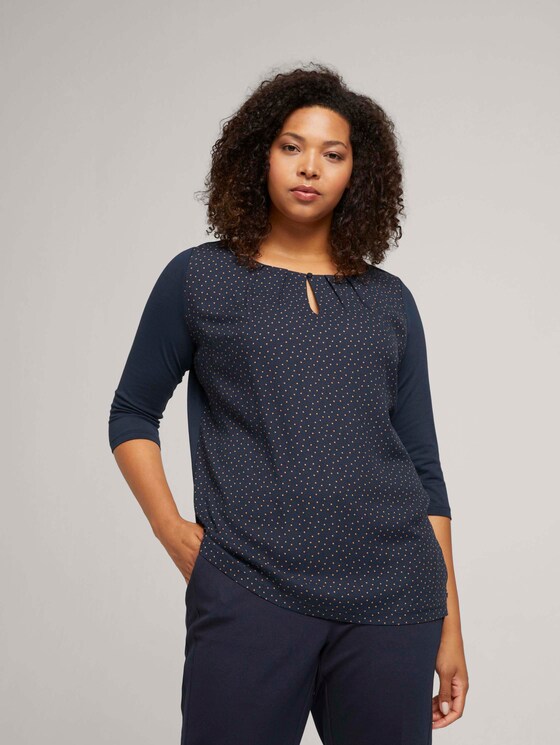 Dotted blouse with LENZING ™ ECOVERO ™ - Women - navy brown dot Dotted blouse with LENZING ™ ECOVERO ™ - Women - navy brown dot - 5 - My True Me