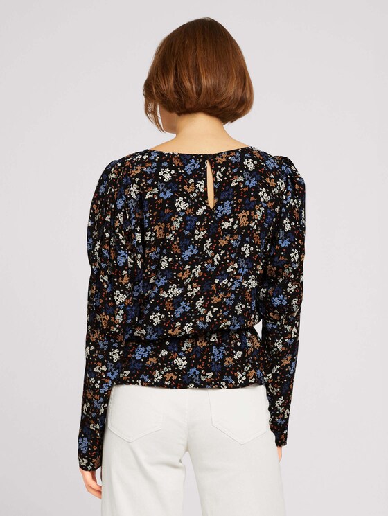 Bluse mit Ballonärmeln - Frauen - black blue flower print Bluse mit Ballonärmeln - Frauen - black blue flower print - 2 - TOM TAILOR Denim