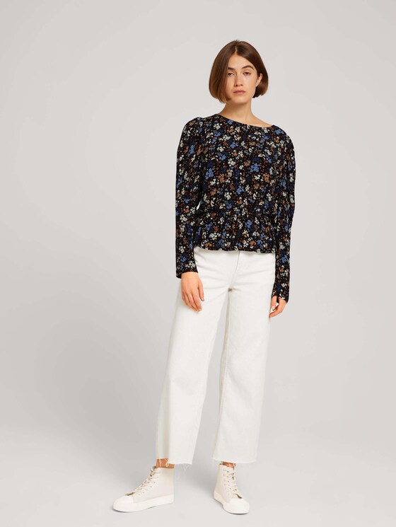 Bluse mit Ballonärmeln - Frauen - black blue flower print Bluse mit Ballonärmeln - Frauen - black blue flower print - 3 - TOM TAILOR Denim