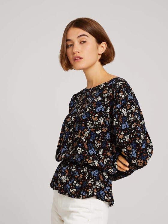 Bluse mit Ballonärmeln - Frauen - black blue flower print Bluse mit Ballonärmeln - Frauen - black blue flower print - 5 - TOM TAILOR Denim