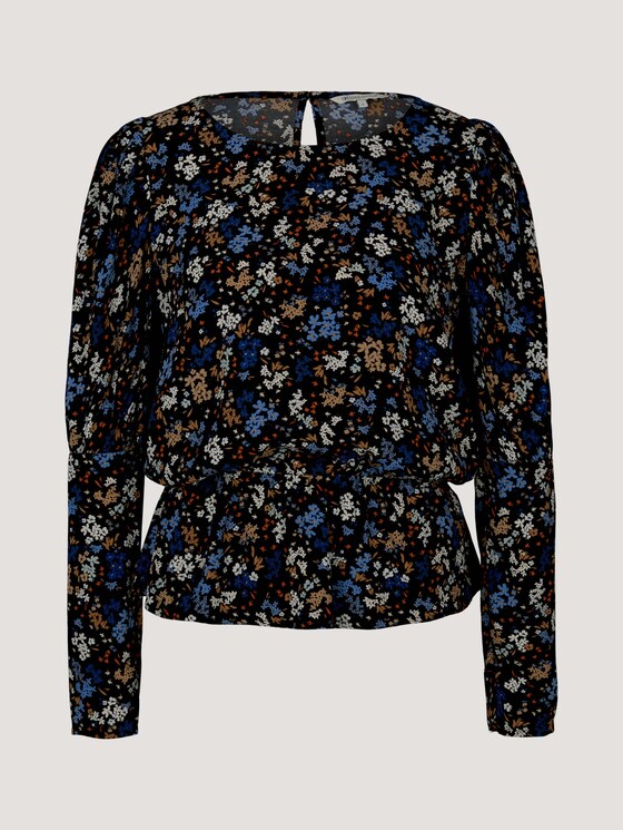 Bluse mit Ballonärmeln - Frauen - black blue flower print Bluse mit Ballonärmeln - Frauen - black blue flower print - 7 - TOM TAILOR Denim