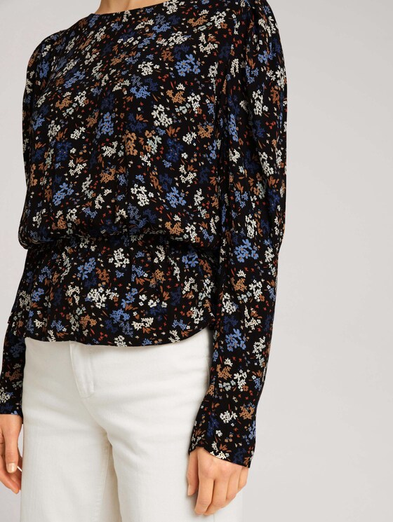 Bluse mit Ballonärmeln - Frauen - black blue flower print Bluse mit Ballonärmeln - Frauen - black blue flower print - 9 - TOM TAILOR Denim