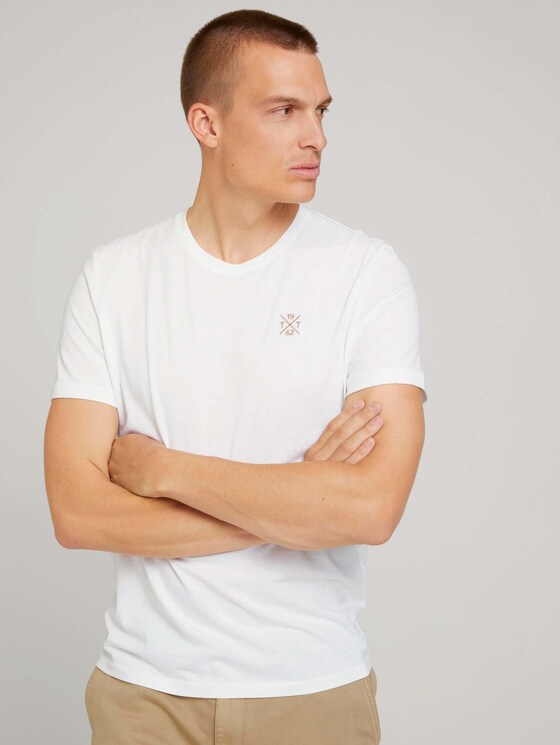 Basic T-Shirt mit Bio-Baumwolle - Männer - Off White Basic T-Shirt mit Bio-Baumwolle - Männer - Off White - 5 - TOM TAILOR