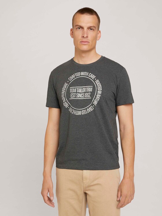 Print T-Shirt - Männer - Dark Grey Melange Print T-Shirt - Männer - Dark Grey Melange - 1 - TOM TAILOR