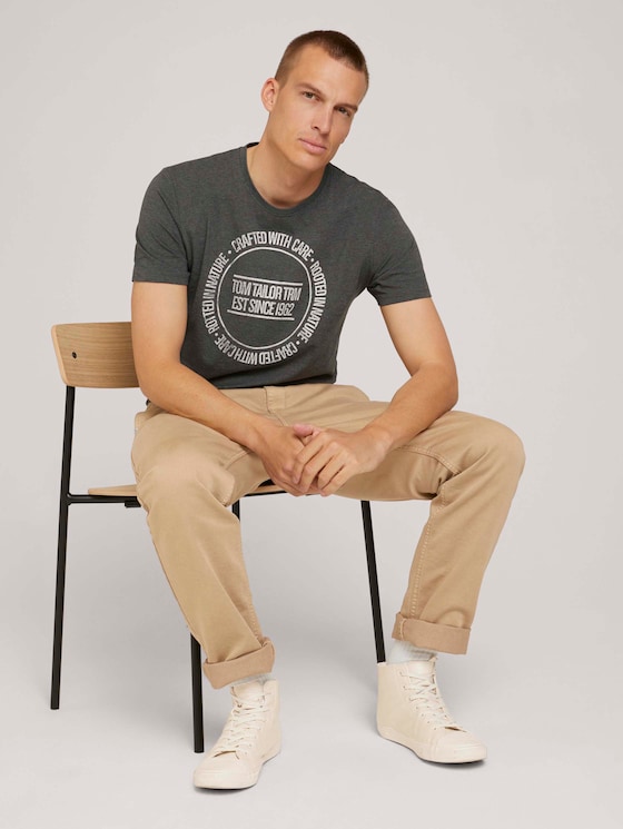 Print T-Shirt - Männer - Dark Grey Melange Print T-Shirt - Männer - Dark Grey Melange - 5 - TOM TAILOR