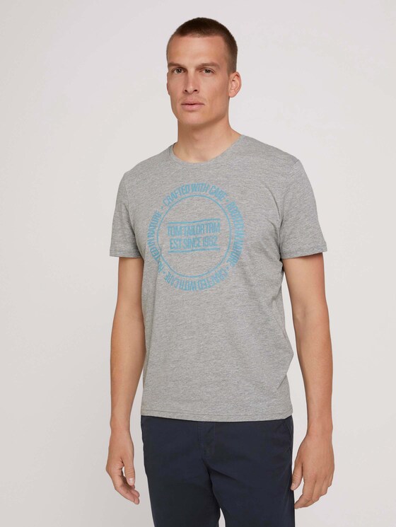 Print t-shirt - Men - Middle Grey Melange Print t-shirt - Men - Middle Grey Melange - 1 - TOM TAILOR