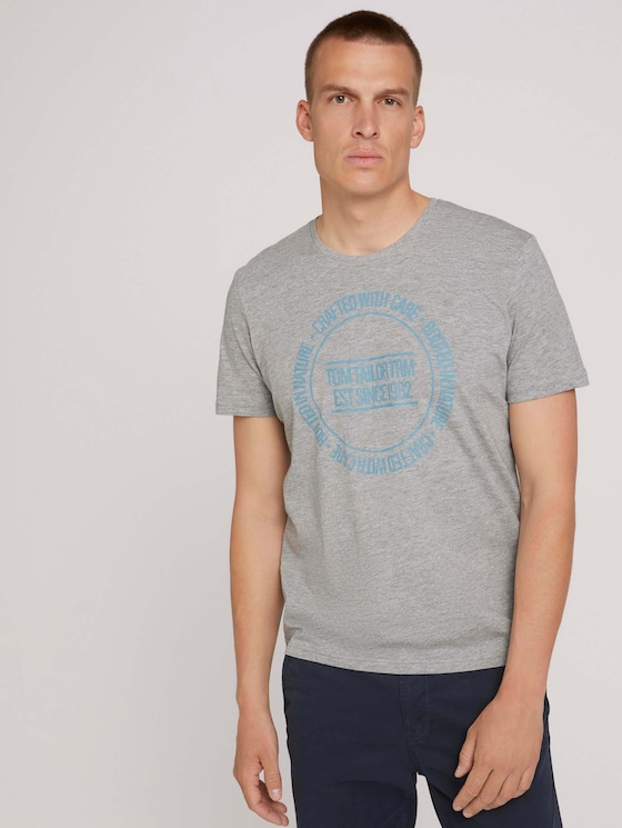 Print t-shirt - Men - Middle Grey Melange Print t-shirt - Men - Middle Grey Melange - 5 - TOM TAILOR