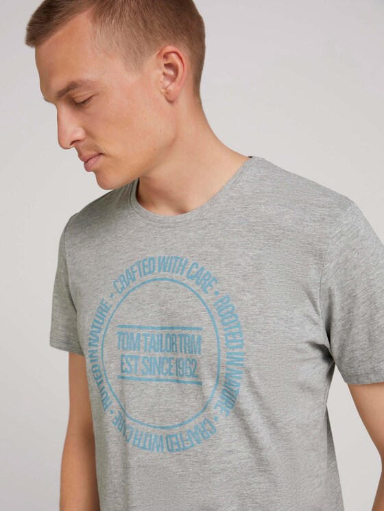 Print t-shirt - Men - Middle Grey Melange Print t-shirt - Men - Middle Grey Melange - 9 - TOM TAILOR
