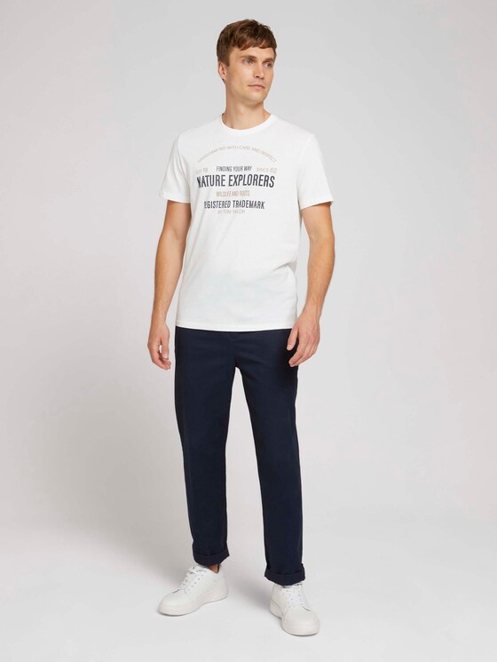 Print t-shirt with organic cotton - Men - Off White Print t-shirt with organic cotton - Men - Off White - 3 - TOM TAILOR