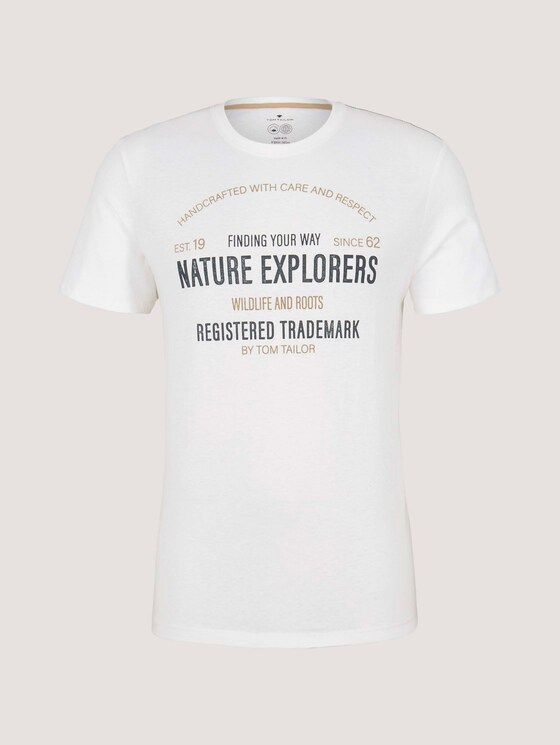 Print t-shirt with organic cotton - Men - Off White Print t-shirt with organic cotton - Men - Off White - 7 - TOM TAILOR
