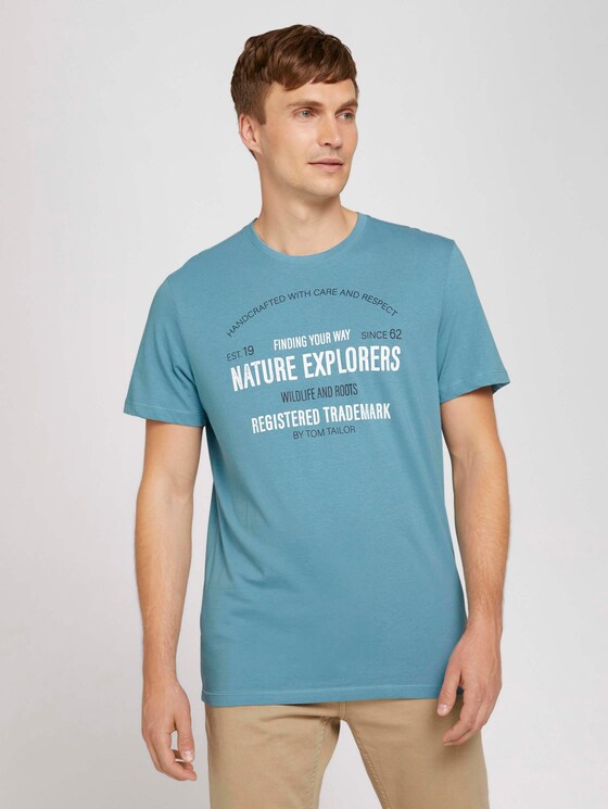 Print T-Shirt mit Bio-Baumwolle - Männer - smokey aqua Print T-Shirt mit Bio-Baumwolle - Männer - smokey aqua - 1 - TOM TAILOR