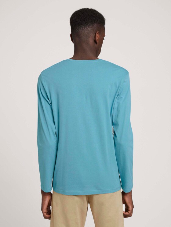 Basic long-sleeved shirt made of organic cotton - Men - smokey aqua Basic long-sleeved shirt made of organic cotton - Men - smokey aqua - 2 - TOM TAILOR