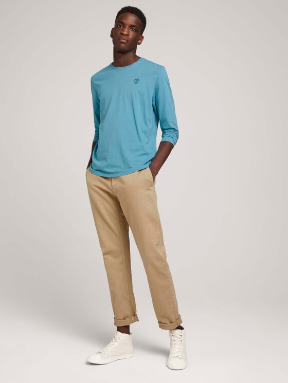 Basic long-sleeved shirt made of organic cotton - Men - smokey aqua Basic long-sleeved shirt made of organic cotton - Men - smokey aqua - 3 - TOM TAILOR