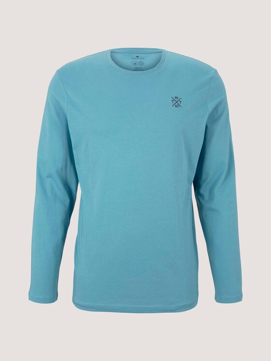 Basic long-sleeved shirt made of organic cotton - Men - smokey aqua Basic long-sleeved shirt made of organic cotton - Men - smokey aqua - 7 - TOM TAILOR