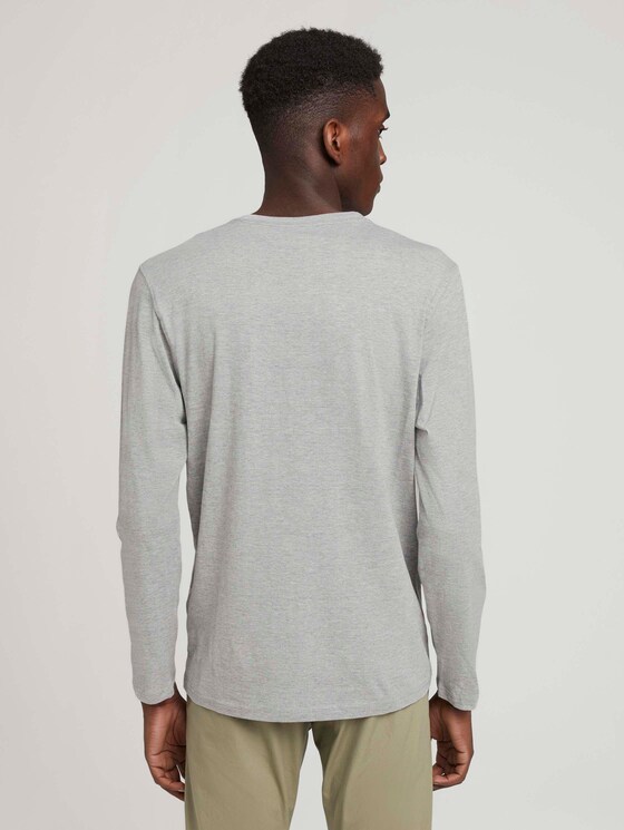Biologisch katoenen shirt met lange mouwen en print - Mannen - Middle Grey Melange Biologisch katoenen shirt met lange mouwen en print - Mannen - Middle Grey Melange - 2 - TOM TAILOR