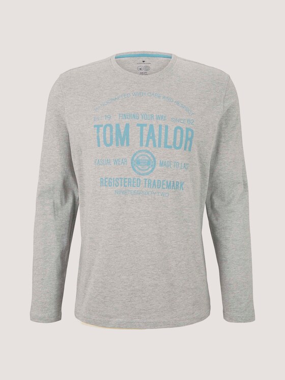 Biologisch katoenen shirt met lange mouwen en print - Mannen - Middle Grey Melange Biologisch katoenen shirt met lange mouwen en print - Mannen - Middle Grey Melange - 7 - TOM TAILOR