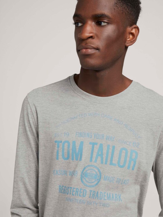 Biologisch katoenen shirt met lange mouwen en print - Mannen - Middle Grey Melange Biologisch katoenen shirt met lange mouwen en print - Mannen - Middle Grey Melange - 9 - TOM TAILOR
