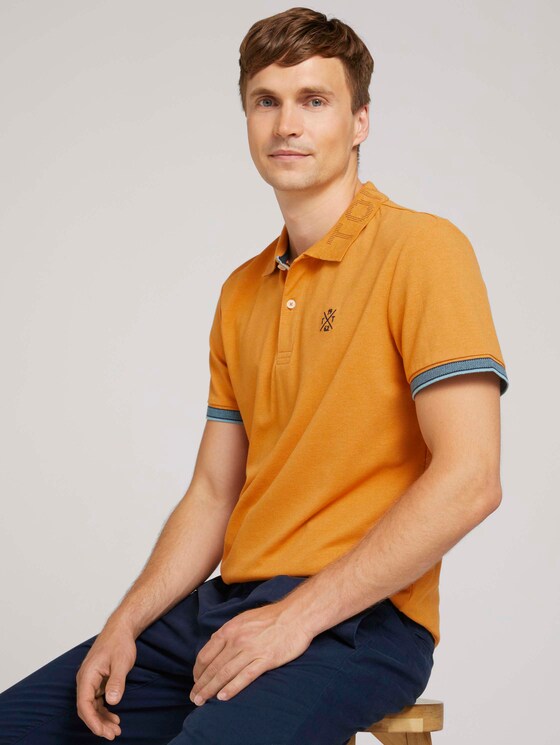 Poloshirt met kraagdetail - Mannen - yellow white base melange Poloshirt met kraagdetail - Mannen - yellow white base melange - 5 - TOM TAILOR
