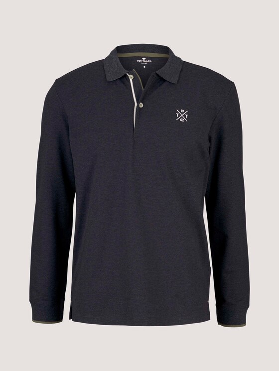 Polo Langarmshirt - Männer - sky captain blue white melange Polo Langarmshirt - Männer - sky captain blue white melange - 7 - TOM TAILOR