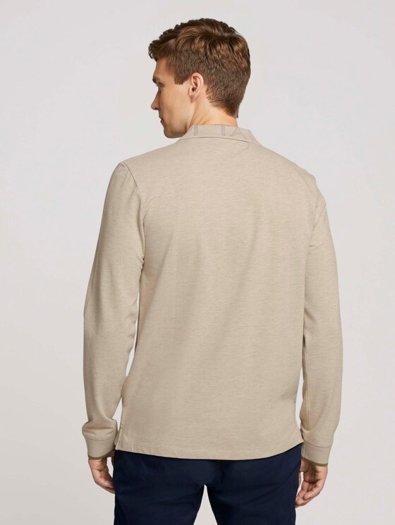 Polo Langarmshirt - Männer - cosy soft beige melange Polo Langarmshirt - Männer - cosy soft beige melange - 2 - TOM TAILOR