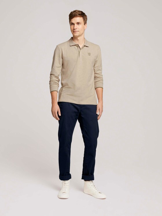 Polo Langarmshirt - Männer - cosy soft beige melange Polo Langarmshirt - Männer - cosy soft beige melange - 3 - TOM TAILOR