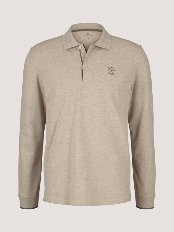 Polo Langarmshirt - Männer - cosy soft beige melange Polo Langarmshirt - Männer - cosy soft beige melange - 7 - TOM TAILOR
