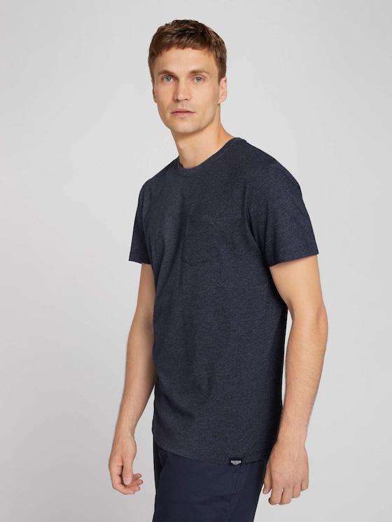 T-Shirt mit Bio-Baumwolle - Männer - sky captain blue white melange T-Shirt mit Bio-Baumwolle - Männer - sky captain blue white melange - 5 - TOM TAILOR