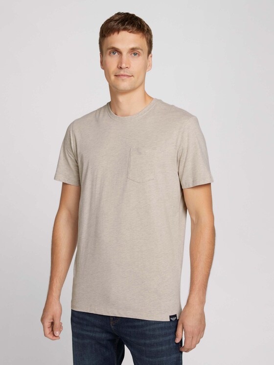 T-Shirt mit Bio-Baumwolle - Männer - cosy soft beige melange T-Shirt mit Bio-Baumwolle - Männer - cosy soft beige melange - 1 - TOM TAILOR