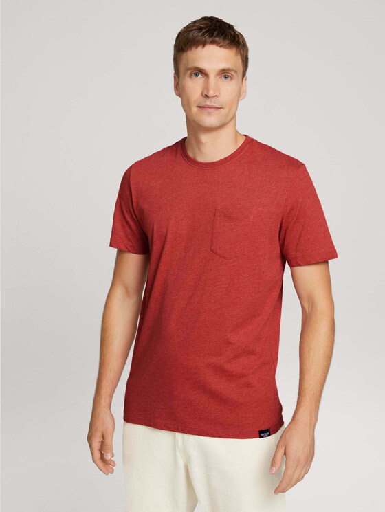 T-shirt van biologisch katoen - Mannen - chili red white melange T-shirt van biologisch katoen - Mannen - chili red white melange - 1 - TOM TAILOR