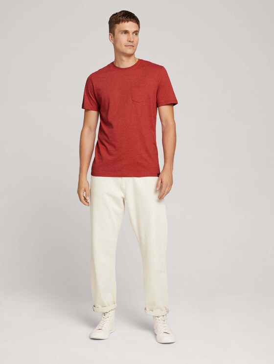 T-shirt van biologisch katoen - Mannen - chili red white melange T-shirt van biologisch katoen - Mannen - chili red white melange - 3 - TOM TAILOR