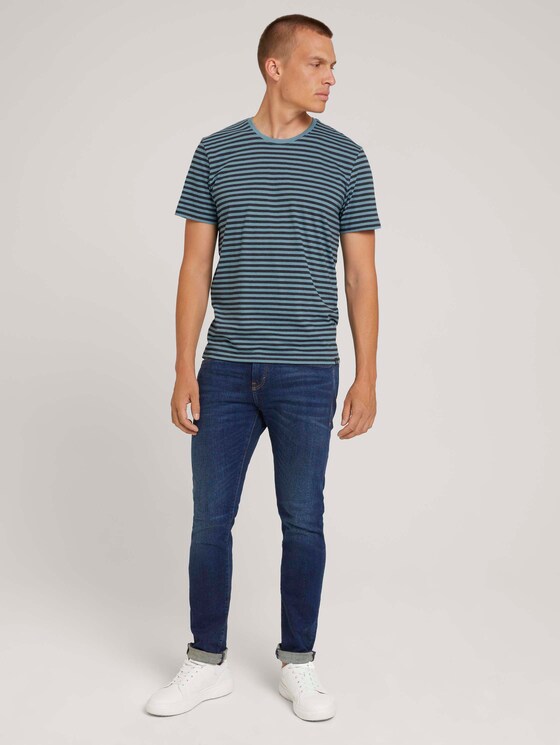 Gestreiftes T-Shirt mit Bio-Baumwolle - Männer - aqua blue melange stripe Gestreiftes T-Shirt mit Bio-Baumwolle - Männer - aqua blue melange stripe - 3 - TOM TAILOR