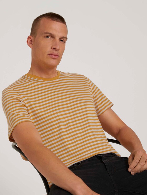 Gestreiftes T-Shirt mit Bio-Baumwolle - Männer - flame brown melange stripe Gestreiftes T-Shirt mit Bio-Baumwolle - Männer - flame brown melange stripe - 5 - TOM TAILOR